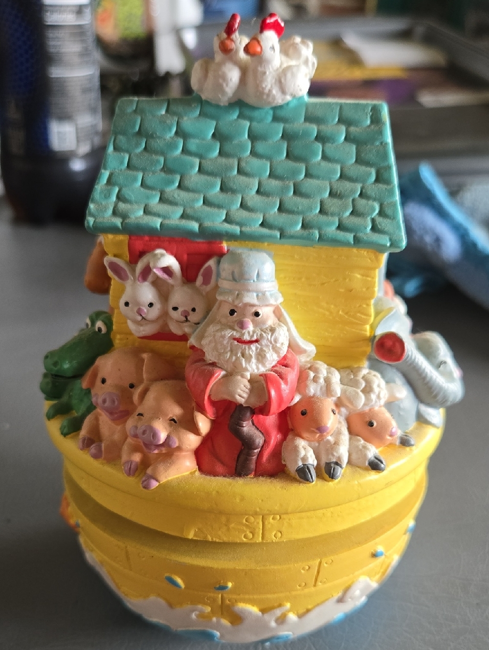 Colorful Noah's Ark Music Box - Blue & Yellow